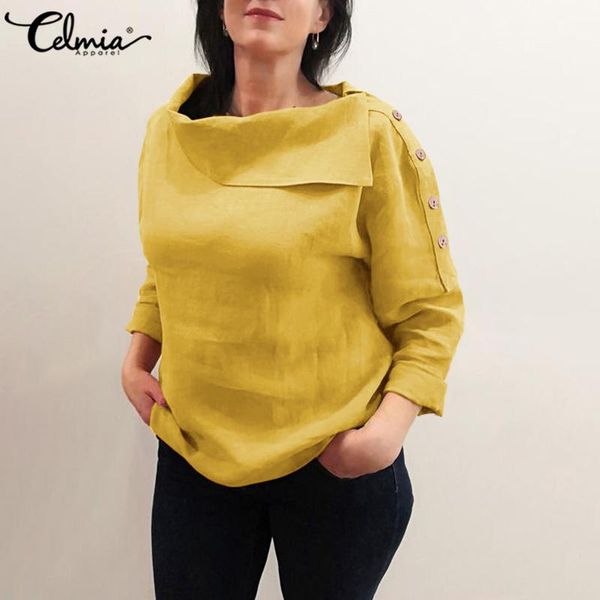 women's blouses & shirts women long sleeve cotton celmia vintage buttons leisure ladies 2021 fashion casual lapel solid color blusas, White
women's blouses & shirts women long sleeve cotton celmia vintage buttons leisure ladies 2021 fashion casual lapel solid color blusas, White