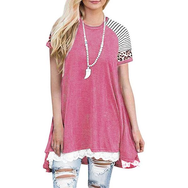 women's t-shirt lace kawaii graphic tees women vintage patchwork shirts short-sleeved leopard-print, White
women's t-shirt lace kawaii graphic tees women vintage patchwork shirts short-sleeved leopard-print, White