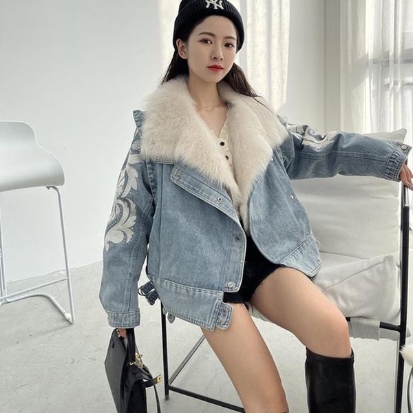 Women's Fur & Faux Casual Thick Warm Winter Coat For Women Denim Jacket With Lamb Collar Detachable Jeans Jackets Female Clothing, Black
Women's Fur & Faux Casual Thick Warm Winter Coat For Women Denim Jacket With Lamb Collar Detachable Jeans Jackets Female Clothing, Black