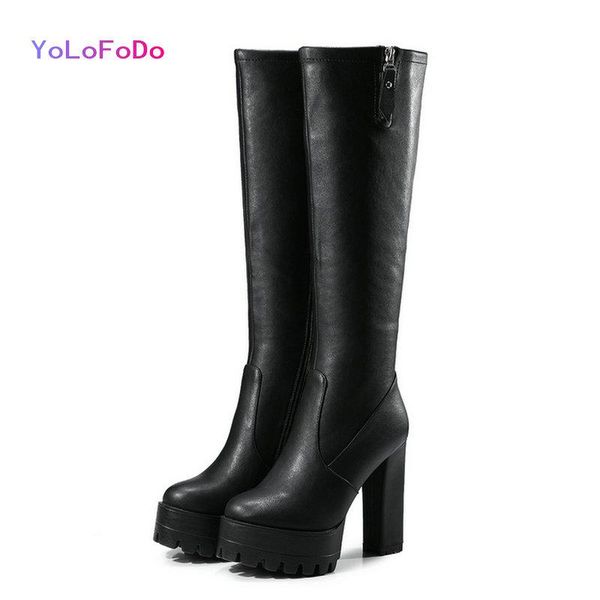 boots black gray women knee high platform square heel calf quality autumn winter woman's plus size 34-42
boots black gray women knee high platform square heel calf quality autumn winter woman's plus size 34-42