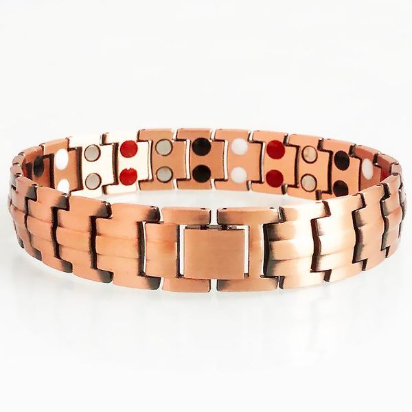 link, chain men's vintage retro pure copper wide hand bracelets masuline health care 4 in 1 therapy magnetic wristband homme bangles je, Black
link, chain men's vintage retro pure copper wide hand bracelets masuline health care 4 in 1 therapy magnetic wristband homme bangles je, Black