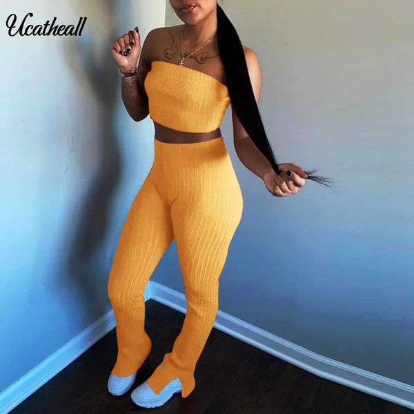 two piece dress knit split pants pieces set women off shoulder wrap chest +skinny tight trousers night club outfits 2 suit for, White
two piece dress knit split pants pieces set women off shoulder wrap chest +skinny tight trousers night club outfits 2 suit for, White