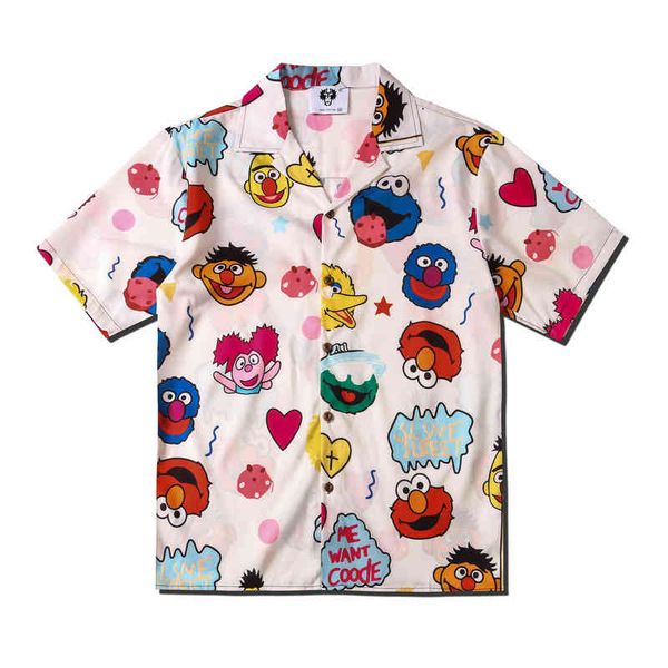 harajuku men's white short sve loose shirt, cartoon pattern, casual, round neck, summer, White;black
harajuku men's white short sve loose shirt, cartoon pattern, casual, round neck, summer, White;black