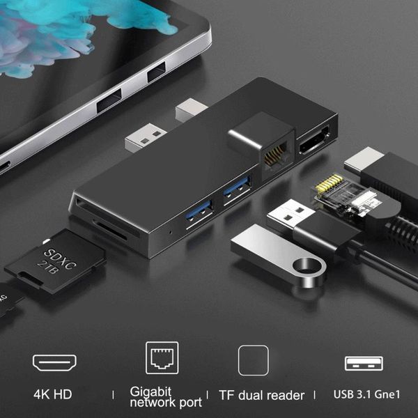 hubs usb hub for surface pro 6/4/5 6 in 1 usb/mini dp to 4k -compatible/ gigabit ethernet /usb3.1/sd tf splitter
hubs usb hub for surface pro 6/4/5 6 in 1 usb/mini dp to 4k -compatible/ gigabit ethernet /usb3.1/sd tf splitter