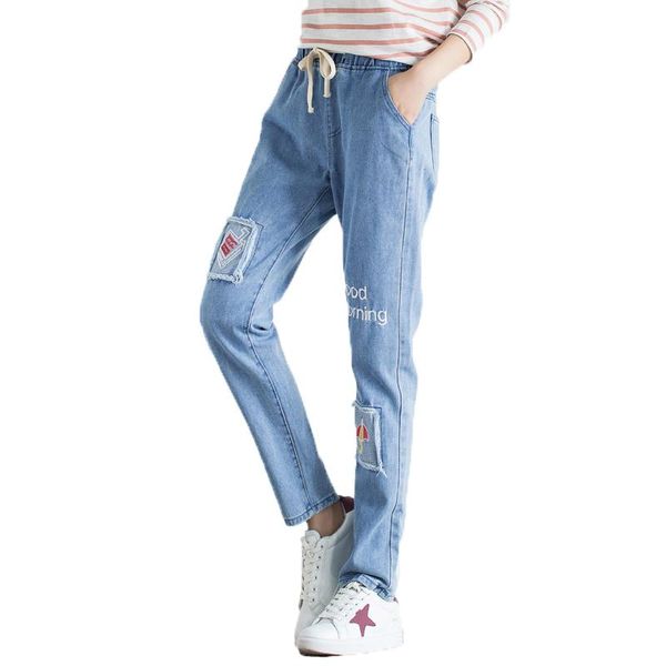 women's pants & capris harajuku fashion eastic tie waist denim student long sweet cute cartoon letter embroidery girls trousers, Black;white
women's pants & capris harajuku fashion eastic tie waist denim student long sweet cute cartoon letter embroidery girls trousers, Black;white