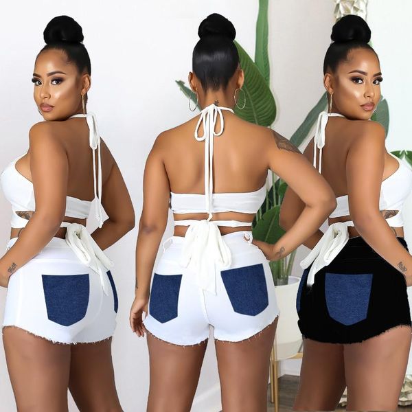 women's shorts summer womens fashion casual high waist denim button skinny street wear, White;black
women's shorts summer womens fashion casual high waist denim button skinny street wear, White;black