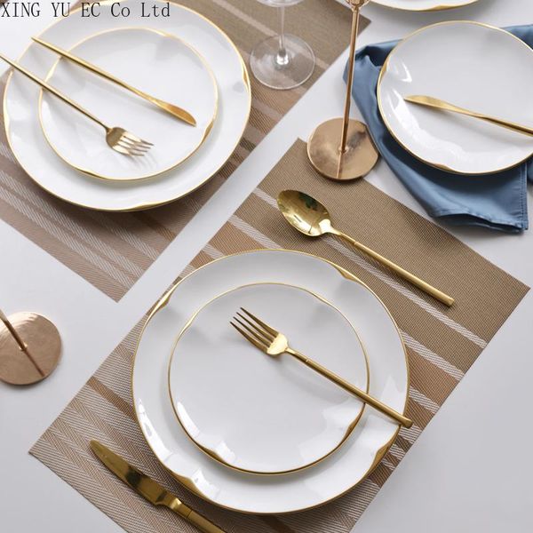 white ceramic plate 8 inch golden stroke dinner steak el tableware restaurant decoration home display dishes & plates
white ceramic plate 8 inch golden stroke dinner steak el tableware restaurant decoration home display dishes & plates