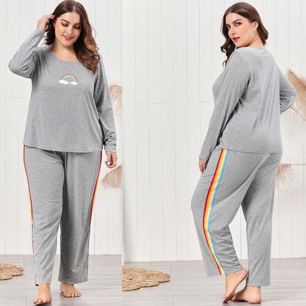 women's plus size women pajama rainbow stripe gray color two piece pants sleepwear crew neck long sleeve home sets, Black;red
women's plus size women pajama rainbow stripe gray color two piece pants sleepwear crew neck long sleeve home sets, Black;red
