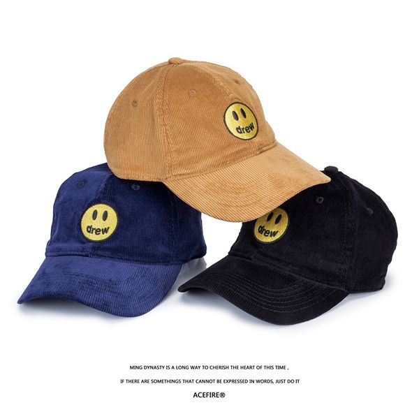 2021 drew house smiley hat embroidered corduroy embroidery hats trendy for men and women couples designer baseball cap, Blue;gray
2021 drew house smiley hat embroidered corduroy embroidery hats trendy for men and women couples designer baseball cap, Blue;gray