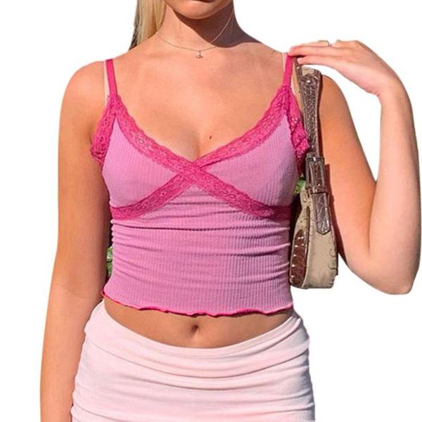 women's tanks & camis women spaghetti strap ribbed crop v-neck cross lace ruffles vest 25#, White
women's tanks & camis women spaghetti strap ribbed crop v-neck cross lace ruffles vest 25#, White