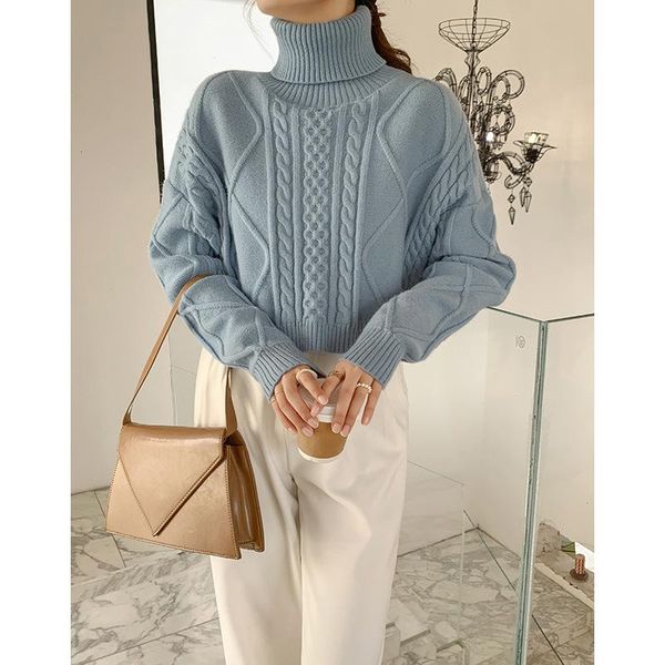 women's sweaters 2021 autumn and winter high neck sweater women korean version loose thick lazy style short knit top, White;black
women's sweaters 2021 autumn and winter high neck sweater women korean version loose thick lazy style short knit top, White;black