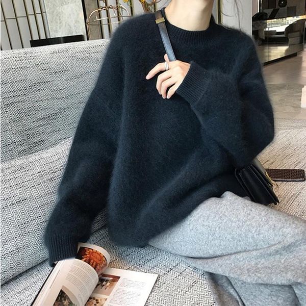 women's sweaters clothing 2021 autumn winter mink cashmere loose sweater long sleeve o-neck pullovers thick knitted female, White;black
women's sweaters clothing 2021 autumn winter mink cashmere loose sweater long sleeve o-neck pullovers thick knitted female, White;black