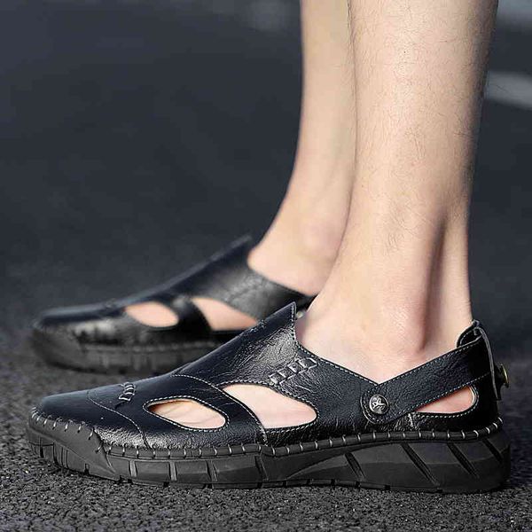 slippers 2021 summer men's sandals genuine leather male breathable beach outdoor for men casual luxury shoes qpk6, Black
slippers 2021 summer men's sandals genuine leather male breathable beach outdoor for men casual luxury shoes qpk6, Black