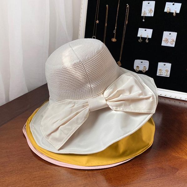 wide brim hats ladies hat breathable beach fisherman summer sweet style bow decoration outdoor leisure adjustable sunscreen, Blue;gray 
wide brim hats ladies hat breathable beach fisherman summer sweet style bow decoration outdoor leisure adjustable sunscreen, Blue;gray