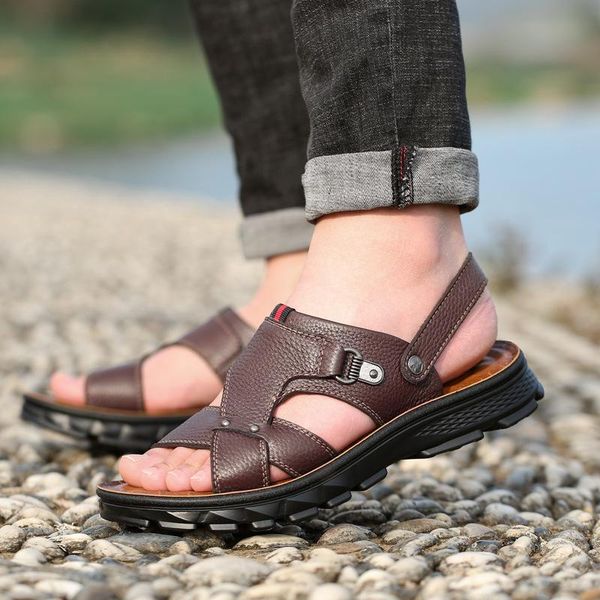 sandals men's leather breathable non-slip summer beach fisherman outdoor casual men flat male slippers, Black
sandals men's leather breathable non-slip summer beach fisherman outdoor casual men flat male slippers, Black
