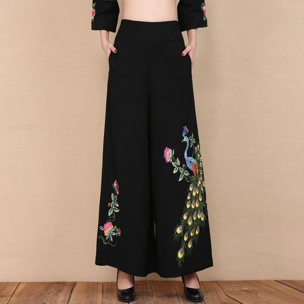 women's pants & capris wide leg for women plus size embroidery cotton line casual elastic waist peacock fashion black trousers jnb0802, Black;white
women's pants & capris wide leg for women plus size embroidery cotton line casual elastic waist peacock fashion black trousers jnb0802, Black;white