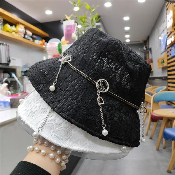 wide brim hats lace bucket hat for women with stone letters chain summer sun cap visors custom fishing designer caps, Blue;gray
wide brim hats lace bucket hat for women with stone letters chain summer sun cap visors custom fishing designer caps, Blue;gray