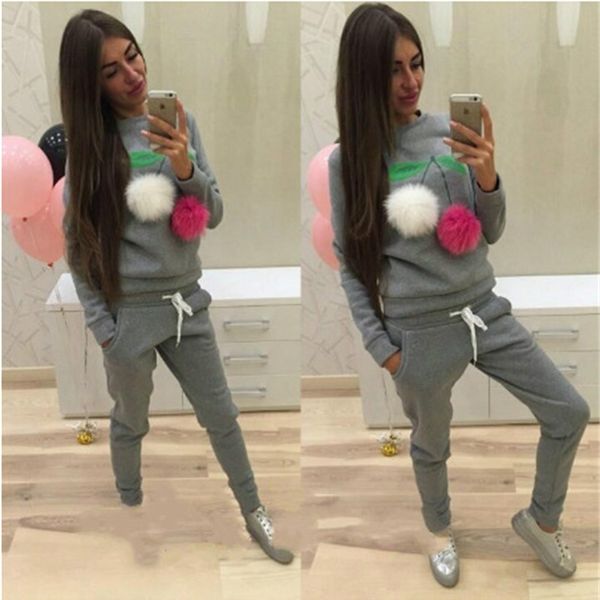 stylish sports suit women's fashion tracksuits cherry hair ball print autumn winter, Gray
stylish sports suit women's fashion tracksuits cherry hair ball print autumn winter, Gray