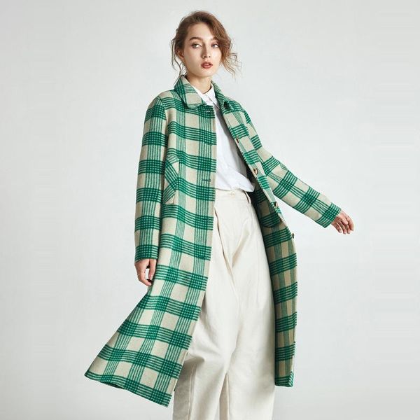 women's wool & blends green plaid double-faced cashmere coat women plus long 2021 autumn and winter single-breasted woolen, Black
women's wool & blends green plaid double-faced cashmere coat women plus long 2021 autumn and winter single-breasted woolen, Black