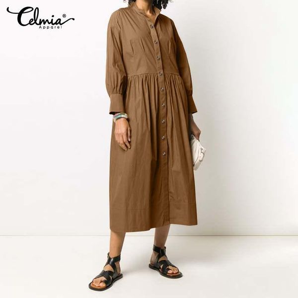 casual dresses women shirt dress celmia 2021 autumn vintage loose buttons midi vestidos fashion lantern sleeve solid party robe longue, Black;gray
casual dresses women shirt dress celmia 2021 autumn vintage loose buttons midi vestidos fashion lantern sleeve solid party robe longue, Black;gray