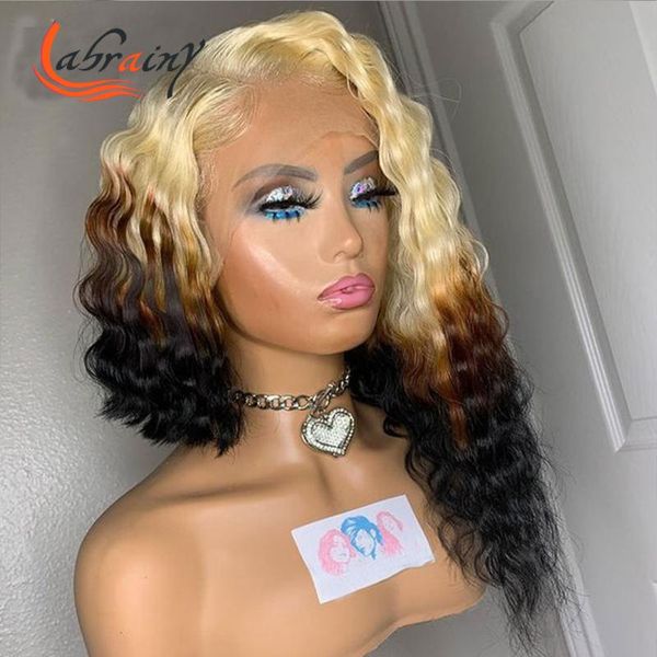 lace wigs deep wave blonde hd transaprent frontal human hair kinky curly pre plucked full ombre 1b 613 colored pixie bob 13x6, Black;brown
lace wigs deep wave blonde hd transaprent frontal human hair kinky curly pre plucked full ombre 1b 613 colored pixie bob 13x6, Black;brown