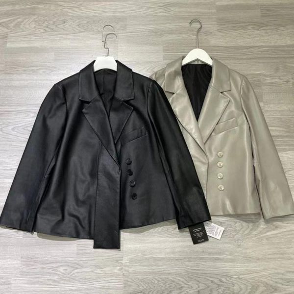 women's leather & faux genuine jacket women sheepskin coat 2021 autumn winter fashion turn down collar long sleeves ladies, Black
women's leather & faux genuine jacket women sheepskin coat 2021 autumn winter fashion turn down collar long sleeves ladies, Black