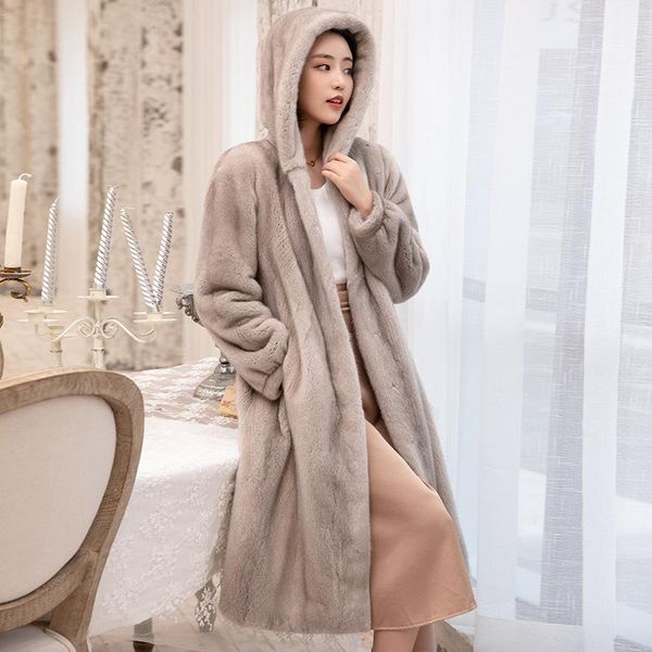 women's fur & faux fashion winter coat artificia mink female hooded super warm windproof casual outdoor mid-length women jacket, Black
women's fur & faux fashion winter coat artificia mink female hooded super warm windproof casual outdoor mid-length women jacket, Black