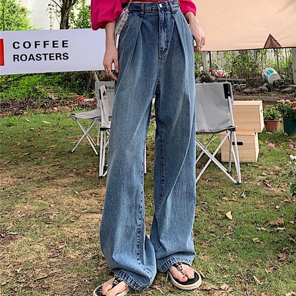 women's jeans 2022 spring ladies casual high street draped pleated washed classic fat sister waist loose hip-hop mopping trousers, Blue
women's jeans 2022 spring ladies casual high street draped pleated washed classic fat sister waist loose hip-hop mopping trousers, Blue