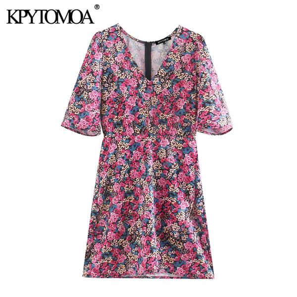 women chic fashion floral print mini dress vintage v neck short sleeve back zipper female dresses vestidos mujer 210416, Black;gray
women chic fashion floral print mini dress vintage v neck short sleeve back zipper female dresses vestidos mujer 210416, Black;gray