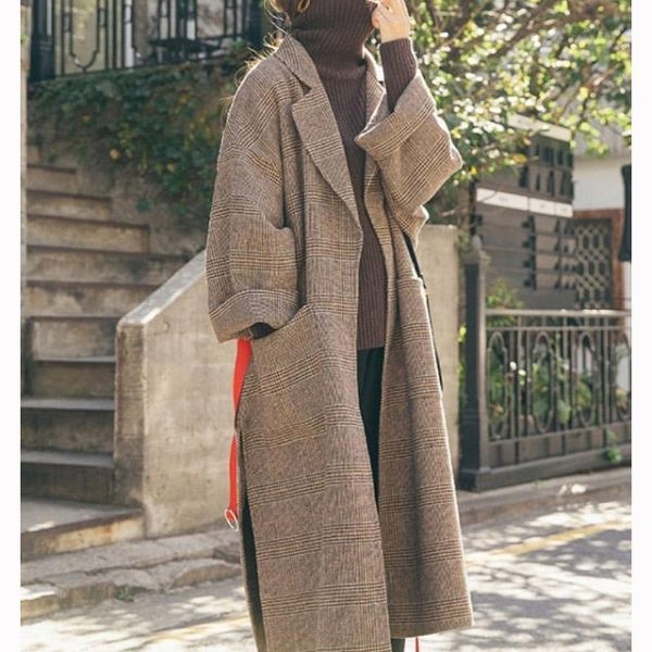 women's wool & blends winter plaid coat thicken women warm outerwear ladies trench coats elegant female office wear korean fashion clot, Black
women's wool & blends winter plaid coat thicken women warm outerwear ladies trench coats elegant female office wear korean fashion clot, Black
