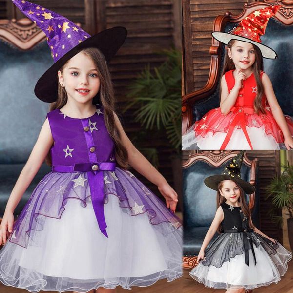 girl's dresses halloween witch costume girls dress up hat ruffle tulle tutu christmas kids evening party star embroidery, Red;yellow
girl's dresses halloween witch costume girls dress up hat ruffle tulle tutu christmas kids evening party star embroidery, Red;yellow
