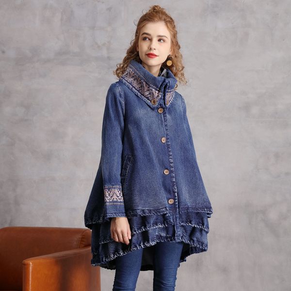 johnature women vintage embroidery floral parkas turtleneck button winter chinese style coats denim cotton warm parkas 210521, Black
johnature women vintage embroidery floral parkas turtleneck button winter chinese style coats denim cotton warm parkas 210521, Black