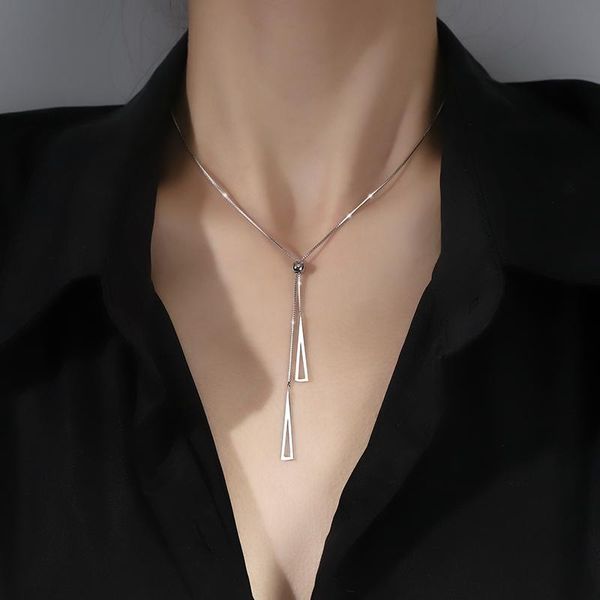 chains 925 sterling silver geometric retractable necklace simple glossy hollow triangle box chain female clavicle wedding jewelry
chains 925 sterling silver geometric retractable necklace simple glossy hollow triangle box chain female clavicle wedding jewelry