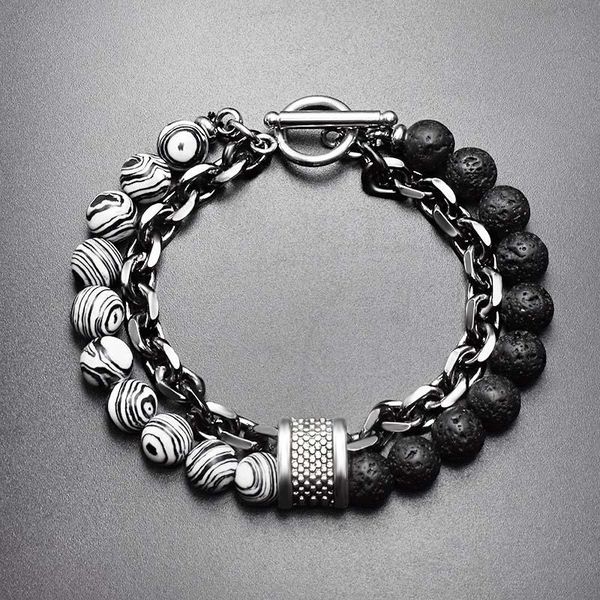 beaded, strands matte natural stone beaded bracelet for men stainless steel chain lava beads luxury jewelry boyfriend gifts, Black
beaded, strands matte natural stone beaded bracelet for men stainless steel chain lava beads luxury jewelry boyfriend gifts, Black