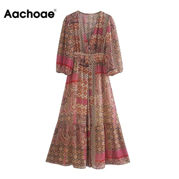 aachoae v neck boho style print dress lantern sleeve vintage long pleated dress button retro loose chiffon dresses vestido mujer 210413, Black;gray
aachoae v neck boho style print dress lantern sleeve vintage long pleated dress button retro loose chiffon dresses vestido mujer 210413, Black;gray