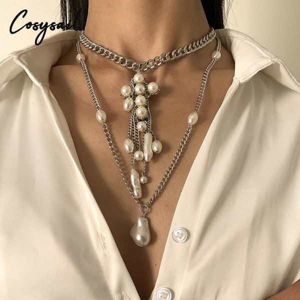cosysail 2pcs/set baroque pearl tassel pendant necklace for women charm long chain choker statement jewelry gift 2021 necklaces, Silver
cosysail 2pcs/set baroque pearl tassel pendant necklace for women charm long chain choker statement jewelry gift 2021 necklaces, Silver