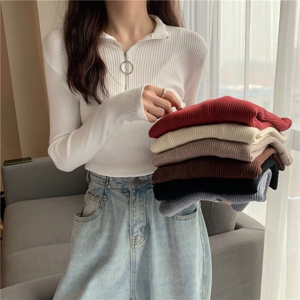 womens zipper sweater pullovers autumn winter basic knitted sweater women sweaters solid slim fit pull femme, White;black
womens zipper sweater pullovers autumn winter basic knitted sweater women sweaters solid slim fit pull femme, White;black