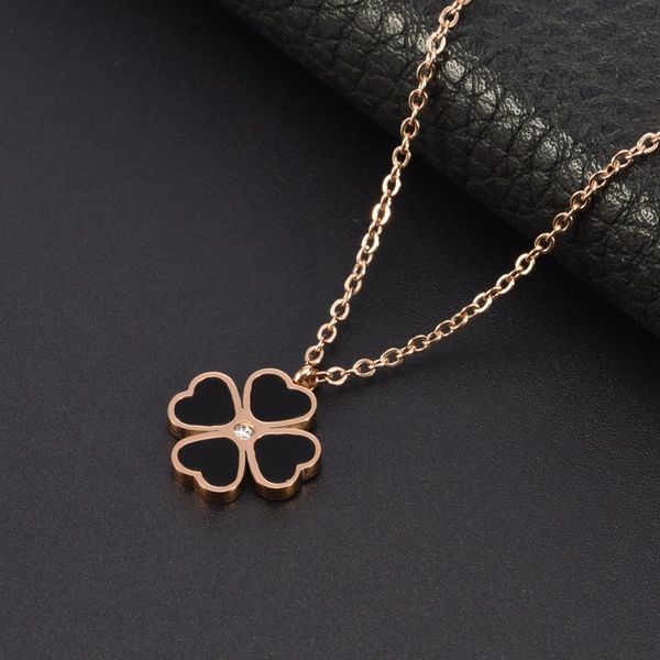 chains rose gold plated clover fashion stainless steel four heart leaf jewelry necklace, Silver
chains rose gold plated clover fashion stainless steel four heart leaf jewelry necklace, Silver