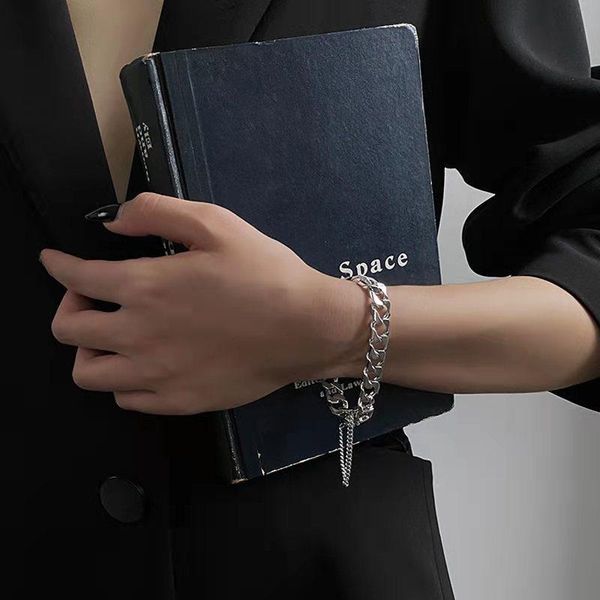 link, chain harajuku style titanium steel cuban ins design punk personality simple fashion couple bracelet for men and women, Black
link, chain harajuku style titanium steel cuban ins design punk personality simple fashion couple bracelet for men and women, Black