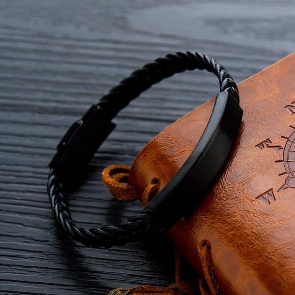 bangle retro black woven pu leather rope men's bracelets simple smooth stainless steel bracelet couple bangles gift
bangle retro black woven pu leather rope men's bracelets simple smooth stainless steel bracelet couple bangles gift