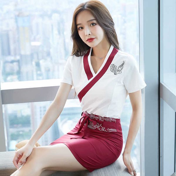 luxury party evening dress sauna bath technician therapy shop health club foot bathing temperament suit female, White;pink
luxury party evening dress sauna bath technician therapy shop health club foot bathing temperament suit female, White;pink