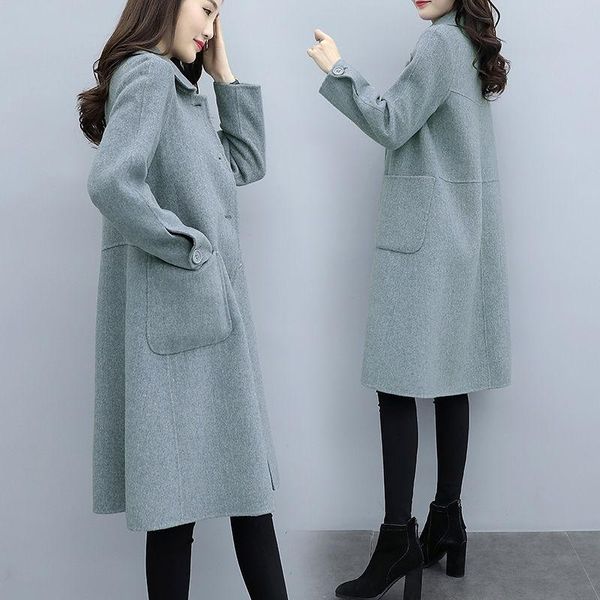 women's wool & blends 2021 women autumn winter single breasted long coat ladies korean vintage sleeve turn down collar overcoat jacket, Black
women's wool & blends 2021 women autumn winter single breasted long coat ladies korean vintage sleeve turn down collar overcoat jacket, Black