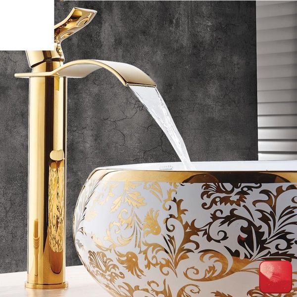 basin faucet gold and white waterfall brass bathroom mixer tap cold sink faucets
basin faucet gold and white waterfall brass bathroom mixer tap cold sink faucets