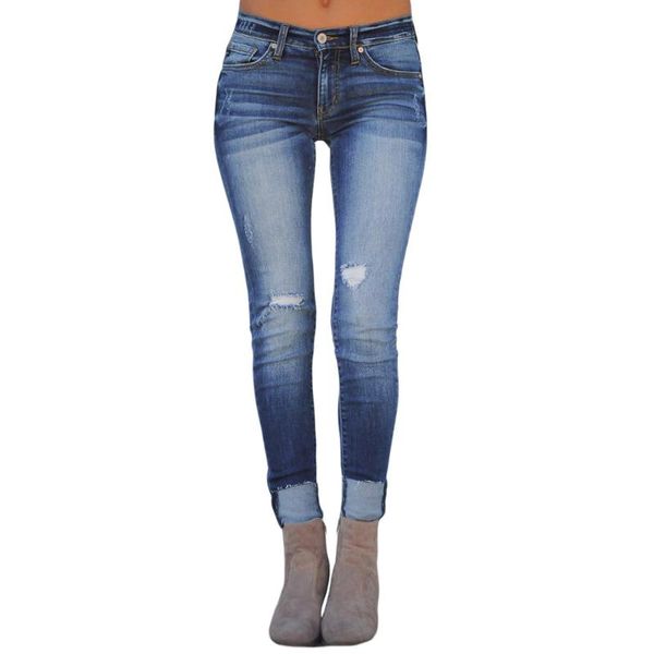women's jeans mid-waist, knee piercing, tight, long, plus-size for women, Blue
women's jeans mid-waist, knee piercing, tight, long, plus-size for women, Blue