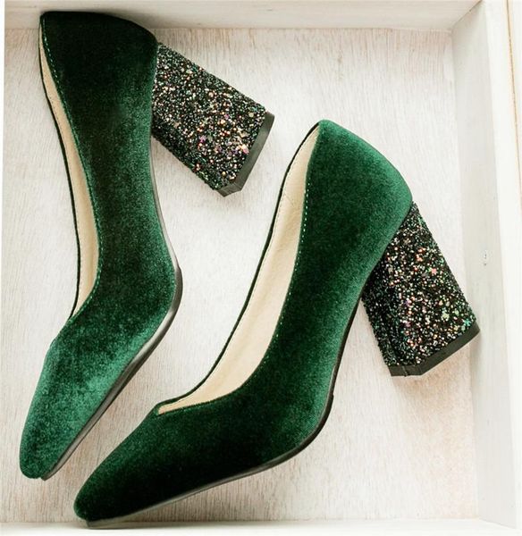 dress shoes women pumps velvet high heels ladies elegant pointed toe wedding female green spring block heel slip on, Black
dress shoes women pumps velvet high heels ladies elegant pointed toe wedding female green spring block heel slip on, Black