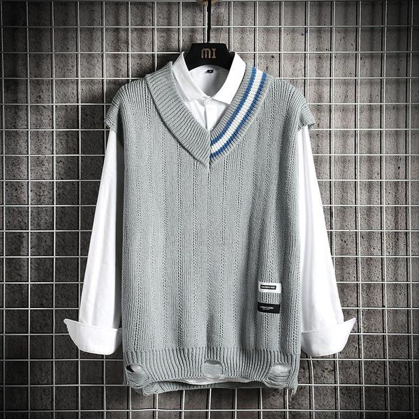 men's vests grid hanging s 2021 autumn hole sweater vest bottoming shirt men, Black;white
men's vests grid hanging s 2021 autumn hole sweater vest bottoming shirt men, Black;white