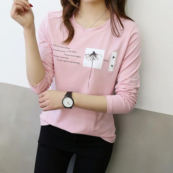 women's t-shirt women summer t-shirts cartoon round collar print loose long sleeve casual simple wild feminina, White
women's t-shirt women summer t-shirts cartoon round collar print loose long sleeve casual simple wild feminina, White