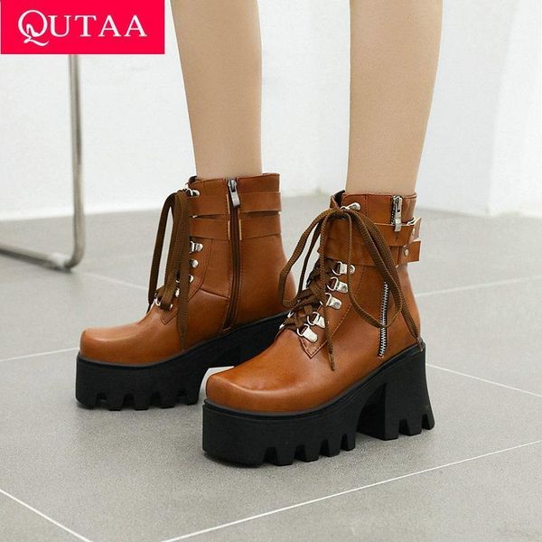 boots qutaa 2021 women round toe autumn winter ankle square high heel lace up pu leather zipper short size 35-431, Black
boots qutaa 2021 women round toe autumn winter ankle square high heel lace up pu leather zipper short size 35-431, Black