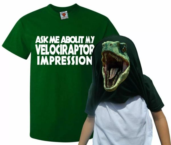 ask me about my velociraptor flip t-shirt - funny t shirt raptor dinosaur joke, White;black
ask me about my velociraptor flip t-shirt - funny t shirt raptor dinosaur joke, White;black