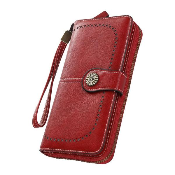 wallets hollow women clutch leather wallet female long zipper purse strap money bag bill clip card, Red;black
wallets hollow women clutch leather wallet female long zipper purse strap money bag bill clip card, Red;black